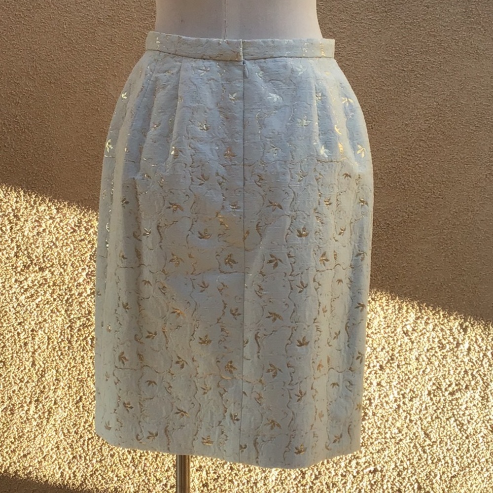 VTG Mary McFadden Lurex Leaf Pencil Skirt S - Picture 10 of 12